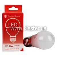 LED лампа ElectroHouse "шар" E27 G45 8W (EH-LMP-12622)