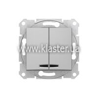 Выключатель 2-кл. с подсветкой Schneider Sedna алюм. (SDN0300360)