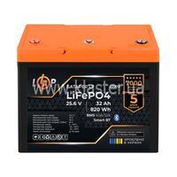 Акумулятор LogicPower LiFePO4 25,6V - 32Ah (820Wh) (BMS 40A/32А) пластик Smart BT (LP29992)
